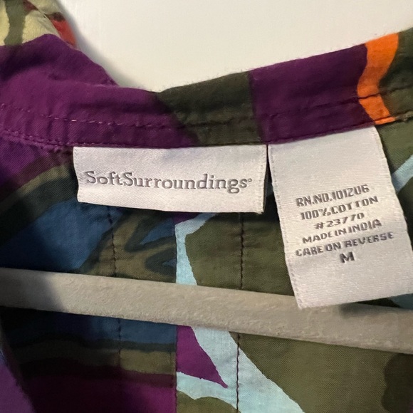 Soft Surroundings Sadie Purple Floral Button Front Longline Tunic Top Pockets Sm - Picture 4 of 8